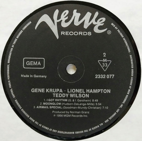 Gene Krupa • Lionel Hampton • Teddy Wilson : Gene Krupa • Lionel Hampton • Teddy Wilson (LP, Album, RE)