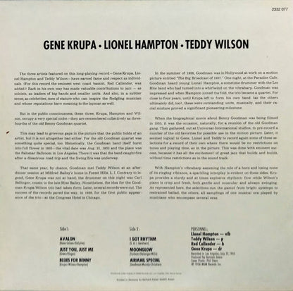 Gene Krupa • Lionel Hampton • Teddy Wilson : Gene Krupa • Lionel Hampton • Teddy Wilson (LP, Album, RE)