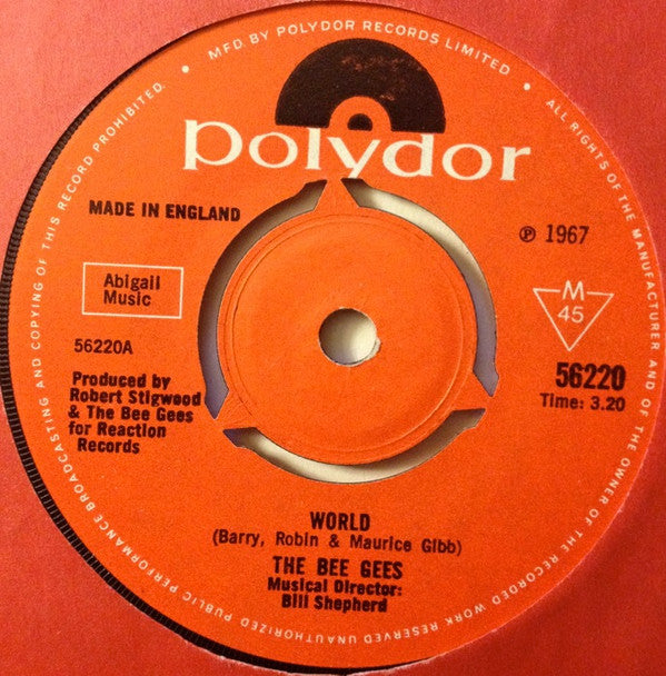 Bee Gees : World (7", Single, Mono, 3-p)