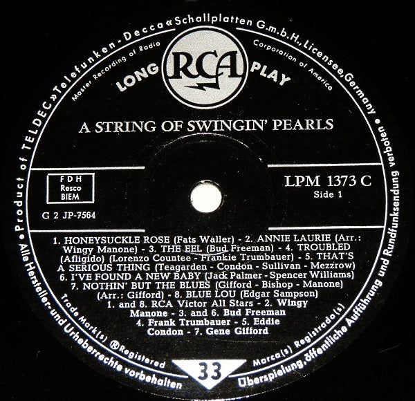 Various : A String Of Swingin' Pearls (LP, Comp, Mono, Top)