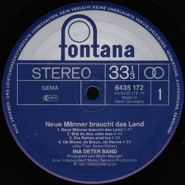 Ina Deter Band : Neue Männer Braucht Das Land (LP, Album)