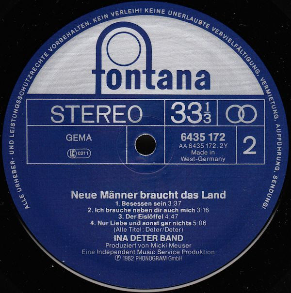 Ina Deter Band : Neue Männer Braucht Das Land (LP, Album)