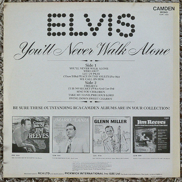 Elvis Presley : You'll Never Walk Alone (LP, Comp, Mono, RE, Tur)