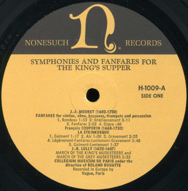 Collegium Musicum De Paris, Roland Douatte : Symphonies And Fanfares For The King's Supper (LP, Mono)