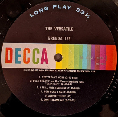 Brenda Lee : The Versatile Brenda Lee (LP, Mono)