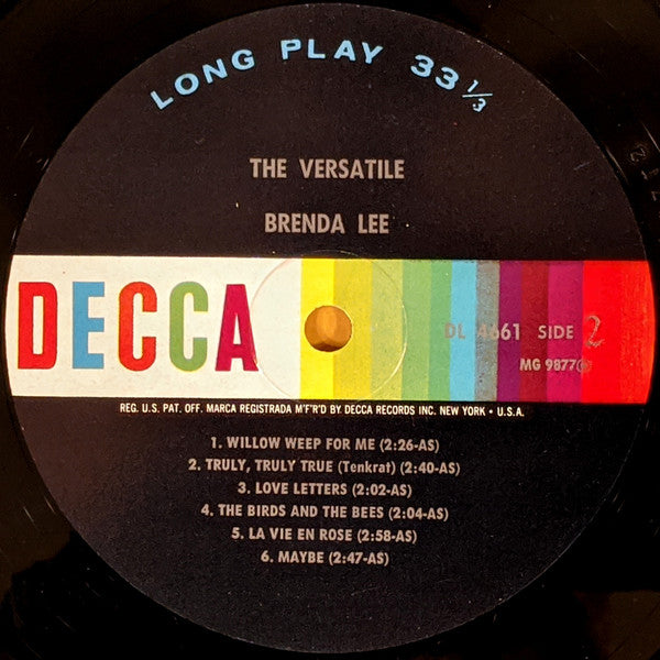 Brenda Lee : The Versatile Brenda Lee (LP, Mono)