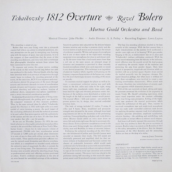 Morton Gould And His Orchestra And Morton Gould And His Symphonic Band, Pyotr Ilyich Tchaikovsky / Maurice Ravel : 1812 Overture - Stereo Spectacular / Bolero (LP, Album)