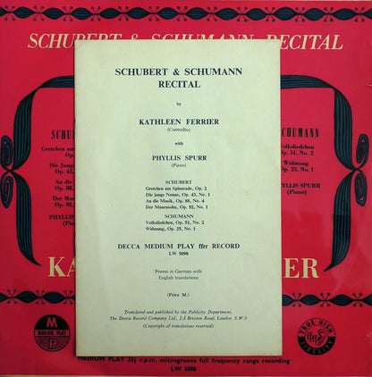 Kathleen Ferrier : Schubert & Schumann Recital (10")