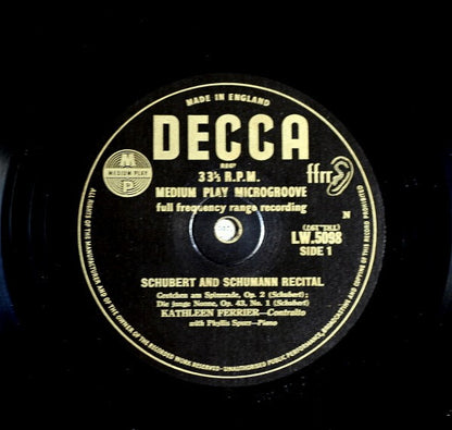 Kathleen Ferrier : Schubert & Schumann Recital (10")