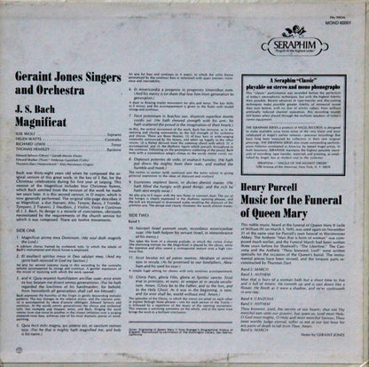 Geraint Jones Singers, Henry Purcell, Johann Sebastian Bach, Ilse Wolf, Helen Watts, Richard Lewis (3), Thomas Hemsley, Geraint Jones (2), Geraint Jones Orchestra And Singers : Purcell: Music For The Funeral Of Queen Mary / Bach: Magnificat, BWV. 243 (LP, Mono)