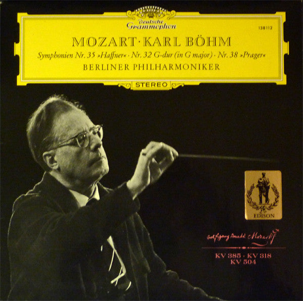 Wolfgang Amadeus Mozart · Karl Böhm · Berliner Philharmoniker : Symphonien Nr. 35 »Haffner« · Nr. 32 G-Dur (In G Major) · Nr. 38 »Prager« (LP)