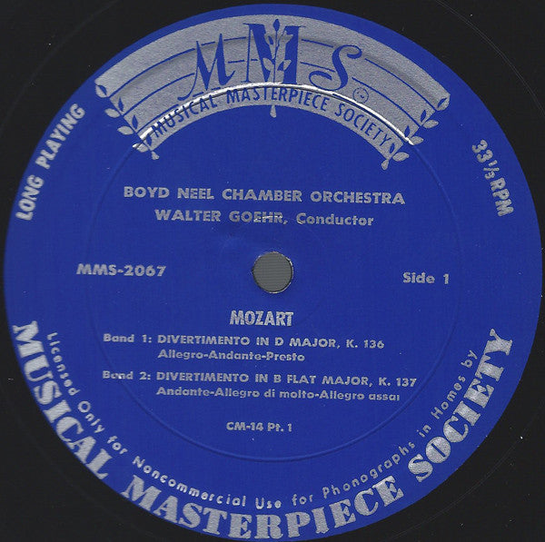 Wolfgang Amadeus Mozart, The Boyd Neel Chamber Orchestra, Hamburger Kammerorchester, Walter Goehr : Salzburger Serenaden - Drei Divertimenti, Kv 136, Kv 137, Kv 138 / Serenata Notturno, Kv 239 (LP)