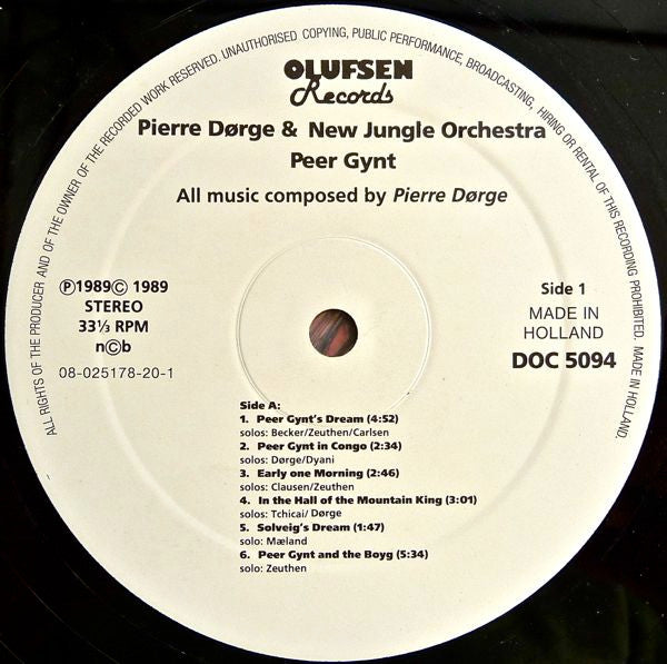 Pierre Dørge & New Jungle Orchestra : Peer Gynt (LP)