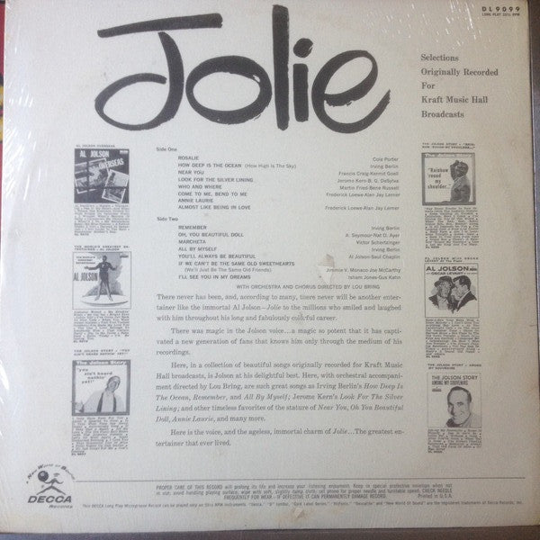 Al Jolson : Jolie (LP, Album, Mono)