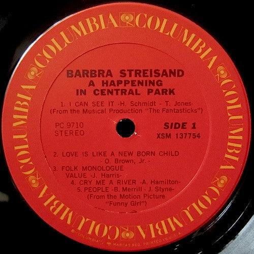 Barbra Streisand : A Happening In Central Park (LP, Album, RE)