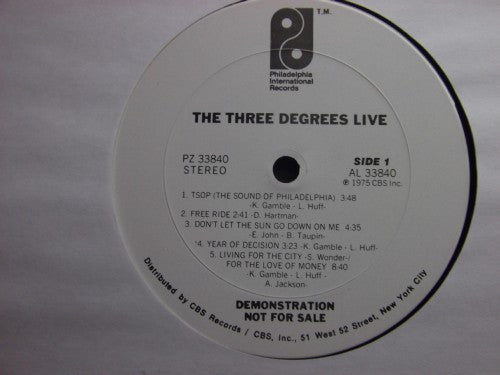 The Three Degrees : The Three Degrees Live (LP, Album, Promo)