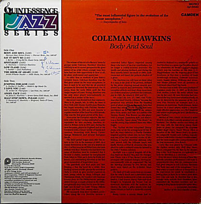 Coleman Hawkins : Body And Soul (LP, Album, Mono)