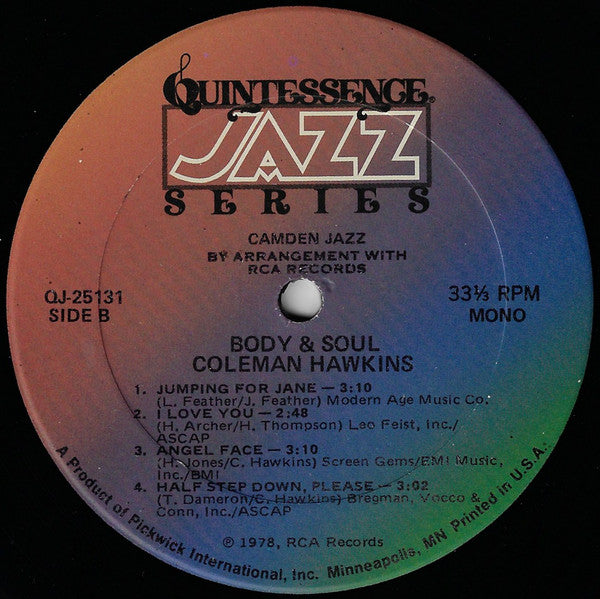 Coleman Hawkins : Body And Soul (LP, Album, Mono)