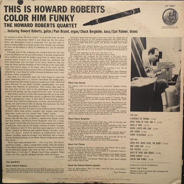 The Howard Roberts Quartet : This Is Howard Roberts Color Him Funky (LP, Album)