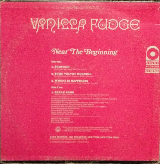 Vanilla Fudge : Near The Beginning (LP, Album, Pre)