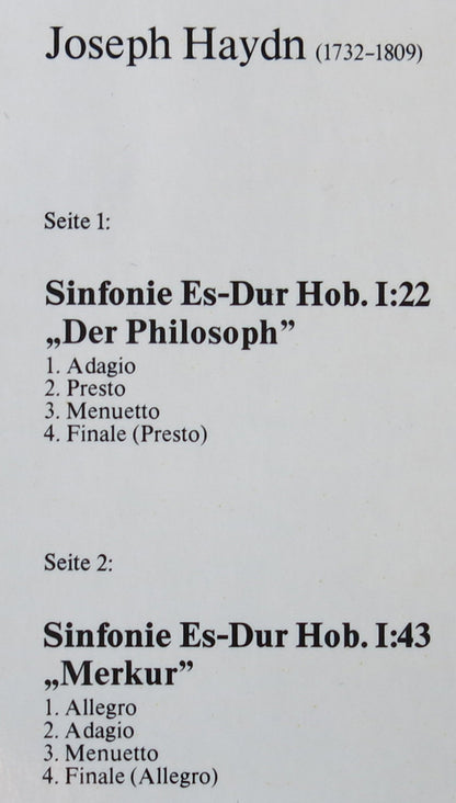 Joseph Haydn, Sir Neville Marriner, The Academy Of St. Martin-in-the-Fields : Sinfonien 2 („Der Philosoph“ - „Merkur“)   (LP, Comp, Club)