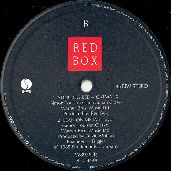 Red Box : Lean On Me (12", Single)