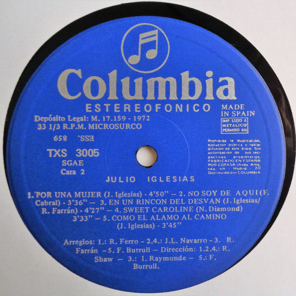 Julio Iglesias : Por Una Mujer (LP, Album, Gat)