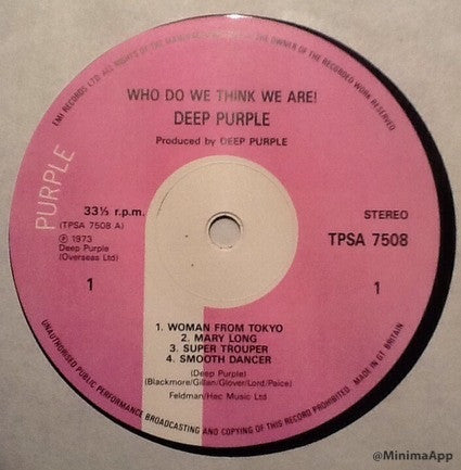 Deep Purple : Who Do We Think We Are (LP, Album, RE)