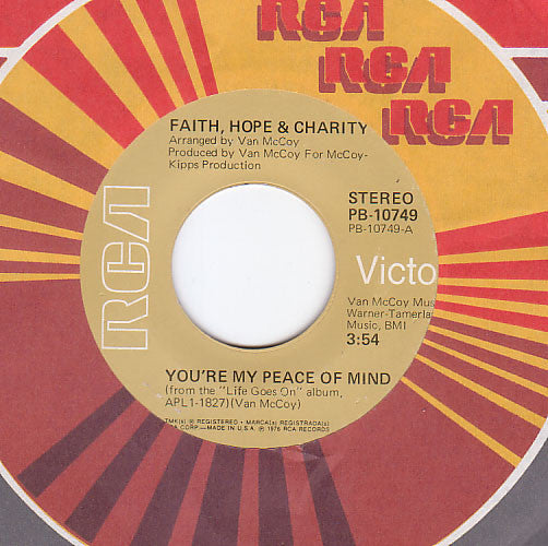 Faith, Hope & Charity : You're My Peace Of Mind / Rescue Me (7")