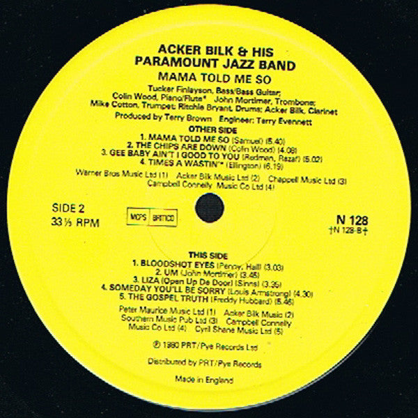 Acker Bilk And His Paramount Jazz Band : Mama Told Me So (LP)