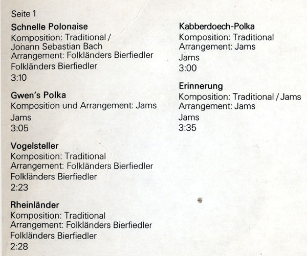 Folkländers Bierfiedler, Jams (2) : Folk's Tanz Haus (LP)