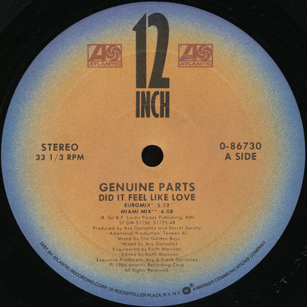 Genuine Parts : Did It Feel Like Love (12")