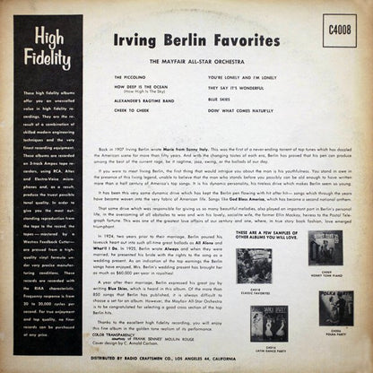 The Mayfair All-Star Orchestra : Irving Berlin Favorites (LP)