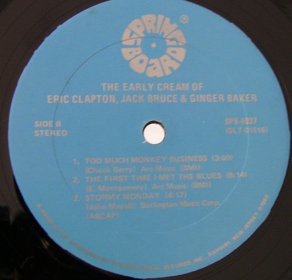 Eric Clapton / Jack Bruce / Ginger Baker : The Early Cream Of Eric Clapton, Jack Bruce & Ginger Baker (LP, Comp)