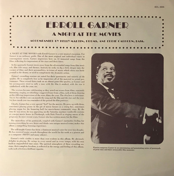 Erroll Garner : A Night At The Movies (LP, Album, RE)