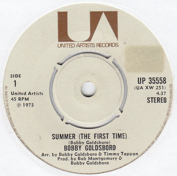 Bobby Goldsboro : Summer (The First Time) (7", Single)