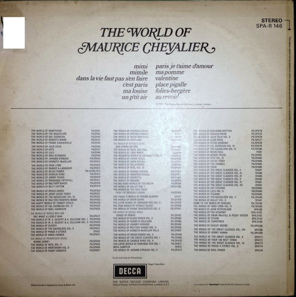 Maurice Chevalier : The World Of Maurice Chevalier (LP, Comp)