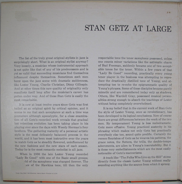 Stan Getz : At Large (2xLP)