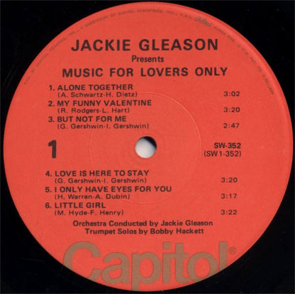 Jackie Gleason : Music For Lovers Only (LP, Album, RE, Ora)