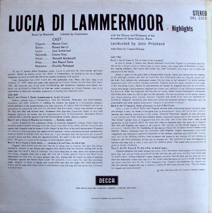 Various : Lucia Lammermoor Highlights (LP, RE, RP)