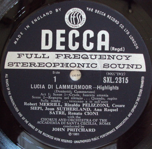 Various : Lucia Lammermoor Highlights (LP, RE, RP)