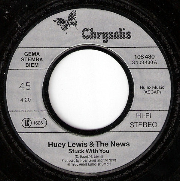 Huey Lewis & The News : Stuck With You (7", Single)