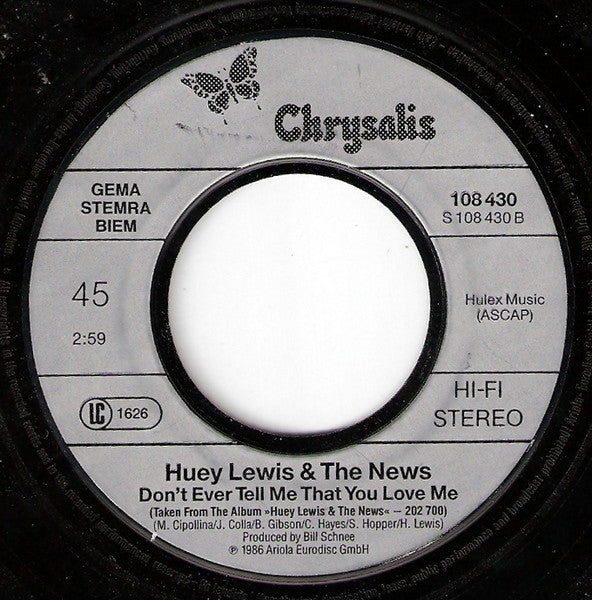 Huey Lewis & The News : Stuck With You (7", Single)