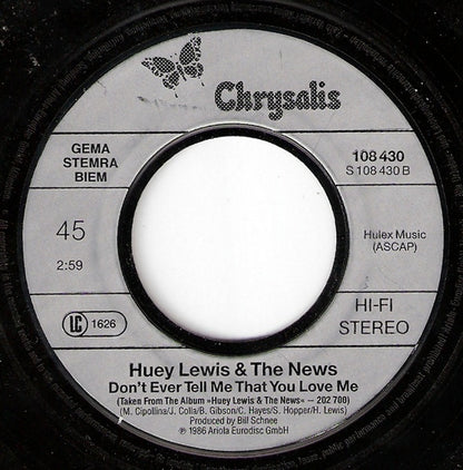 Huey Lewis & The News : Stuck With You (7", Single)