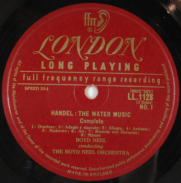 Georg Friedrich Händel, Boyd Neel Conducting The Boyd Neel Orchestra : The Water Music Complete (LP, Album, Mono)