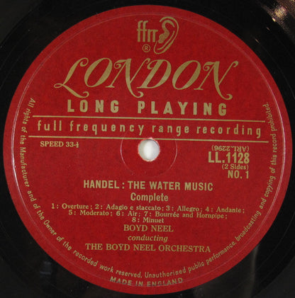 Georg Friedrich Händel, Boyd Neel Conducting The Boyd Neel Orchestra : The Water Music Complete (LP, Album, Mono)