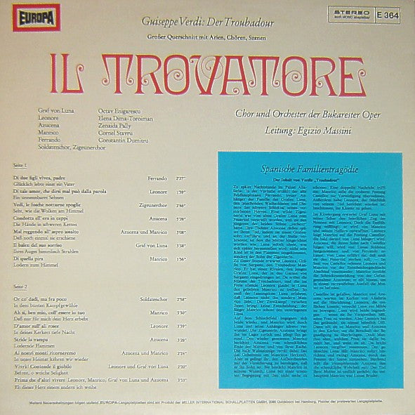 Giuseppe Verdi / Corul Operei Române Und Orchestra Operei Române : Il Trovatore (Der Troubadour) (LP)