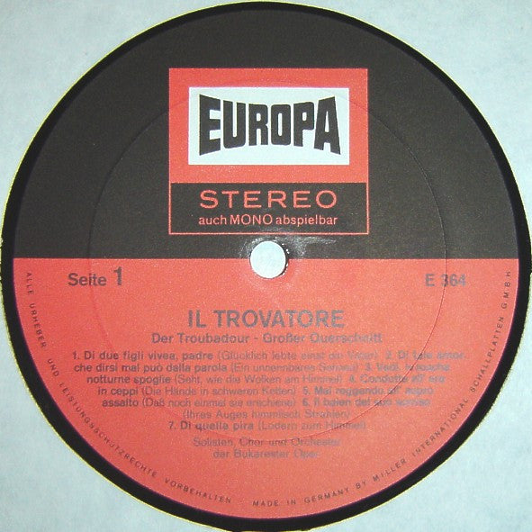 Giuseppe Verdi / Corul Operei Române Und Orchestra Operei Române : Il Trovatore (Der Troubadour) (LP)