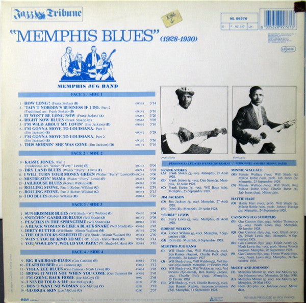 Various : Memphis Blues (1928 - 1930) Jazz Tribune No. 51 (2xLP, Comp, RE)