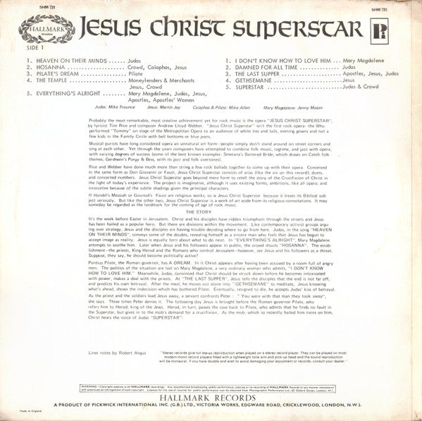 Mike Trounce, Mike Allen (8), Martin Jay, Jenny Mason : Jesus Christ Superstar (Excerpts From The Rock Opera) (LP, Album)